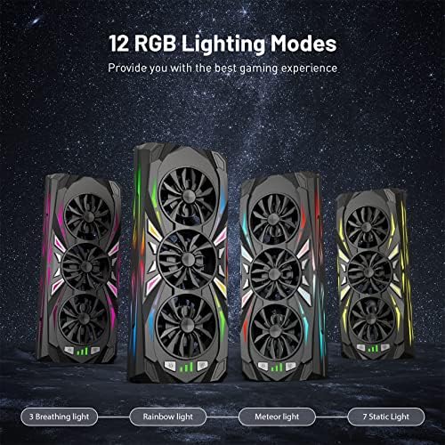 Rttacrtt Ладење Вентилатор За Xbox Серија S со 12 Режими RGB Светлина Лента, Три Ладење Вентилатор Кулер Систем, Низок Шум, 3