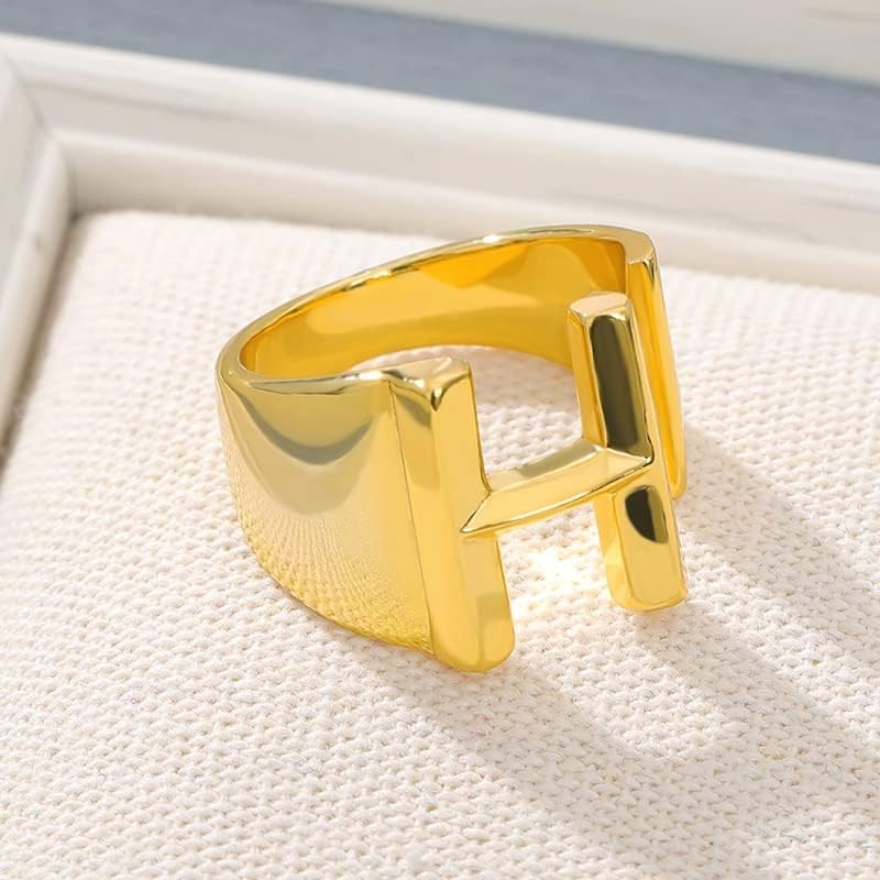 Ttndstore A-Z Letter Gold Color Ring Metal Metal Прилагодливи прстенести иницијали Име Азбука женска забава модна забава накит-I-злато-боја-88413