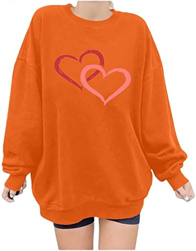 Womenените сакаат срцева маичка за валентин графичка кошула среќна кошули за Денот на вineубените, обични врвови пуловер