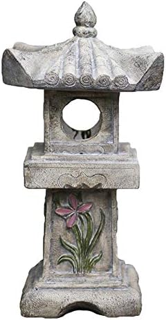 Градина јапонски стил Камена кула, камен фенер Азиска декорација на отворено фенер балкон соларна светлина Зен статуа