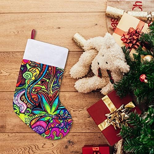 Trippy Weed Christmas Chodsing чорапи со кадифен камин што виси за Божиќно дрво