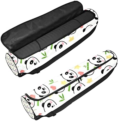 Ратгн Јога Мат торба, симпатична панда шема за вежбање јога мат носач со целосна зип-мат торба со прилагодлива лента за жени мажи