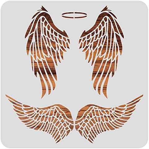 Бенекретни ангелски крилја цртаат матрици, 12x12inch 2 пара сонувачки крилја обрасци за сликање за сликање, ткаенина, мебел
