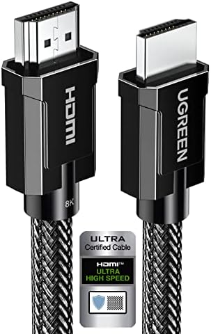 UGREEN 8K HDMI 2.1 Сертифициран Кабел, Ултра Голема Брзина 4K 120Hz 48Gbps 16ft HDMI Кабел Со Најлон Плетенка, Поддршка Динамичен HDR eARC
