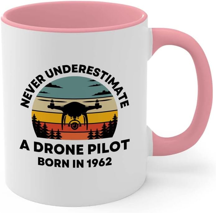 Меурчиња со меурчиња 1962 година Роденден 2 тон Пинк кригла 11oz, пилот на дрон Роден во 1962 година - Дрони пилоти Авијација РЦ