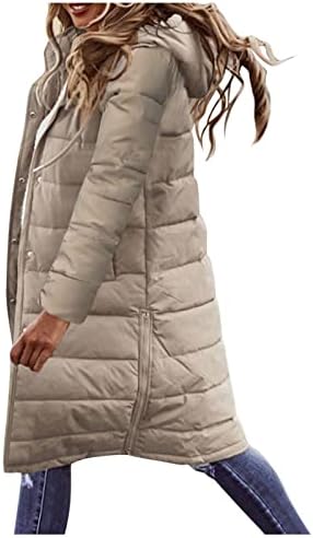 Зимски палто за жени цврста боја со капена јакна цврста боја јакна кардиган долг единечен памук тешка плус големина