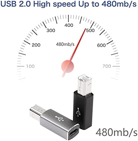 Yacsejao USB C to USB B адаптер 4-пакет USB C Femaleен до печатач Адаптер за машки конвертор компатибилен со MIDI ， печатачи ，