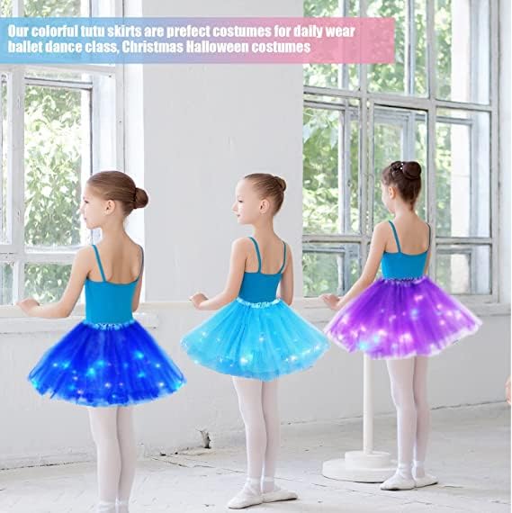 Девојче Туту здолниште, осветлете го LED балетскиот туту здолниште 2-8 години меки балетски облекување костум за детска забава
