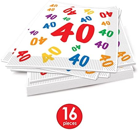 Beistle број 40 салфетки за ручек во хартија за 40 -ти години на забави за годишнини од роденден, разнобојни
