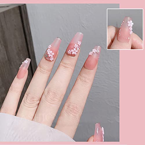 3Д цвеќе на ноктите привлечности за акрилни нокти, 6 кутии разнобојни цвеќиња 3Д нокти комплет бело розово виолетова кристална цреша