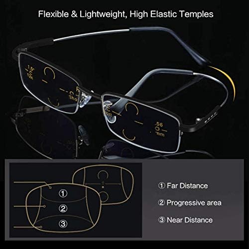 MIRYEA 2.5 x Зголемување Прогресивни Мултифокус Компјутерски Очила За Читање Мултифокални Очила + Бифокални Очила За Читање Без Раб Сина