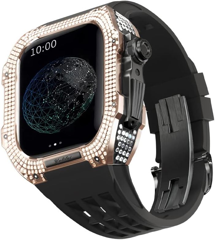 Гумена Лента Титаниумска Рамка За Apple Watch 8/7 Apple Mod Гледајте Додаток Замена Титаниум Луксузен Случај Компатибилен Со Iwatch Серија