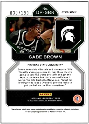 Gabe Brown RC Auto 2022-23 Panini Prizm Draft /199 Autographs Red Rookie NM+ -MT+ NBA кошарка