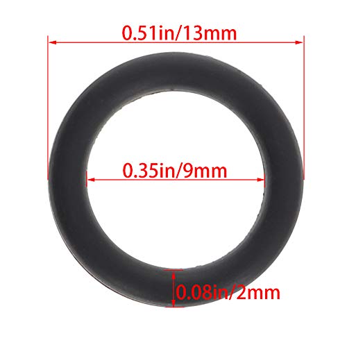 Беттомшин 50 парчиња нитрилна гума О-прстени, 13мм ОД 9мм ID 2мм ширина, метричка буна-нитрилна запечатување запечатување за мијалник