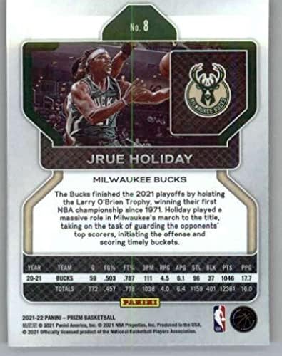 2021-22 Panini Prizm 8 Jrue Holiday Holiday Milwaukee Bucks Chaslether Официјална трговска картичка на НБА