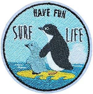 Забавувајте се со сурфање живот стап на лепенка на отворено авантуристички спорт везено железо на шиење на лепенки животни пингвин