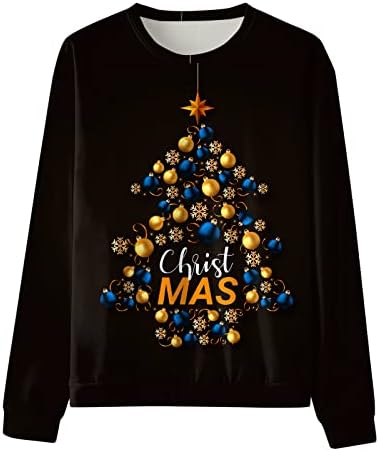 Земји маички за Божиќни марички со долги ракави грди Божиќни џемпери пулвер забави костуми 3Д снегулка дрво графички врвови