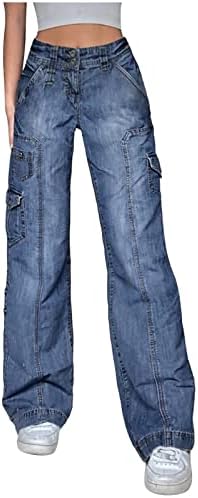 Keusn широки панталони за нозе за жени со високи половини со високи трендовски панталони панталони хип хоп улична облека за џемпери