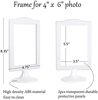 Myraculo двострана стоечка слика со слики 4x6 2 странични рамки за пиење рамки на слика на плочи Масовно пластични бели фото рамки