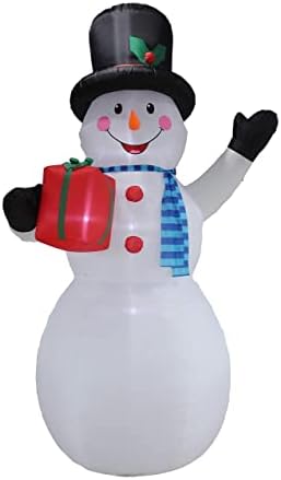 Два божиќни украси за украси, вклучуваат високи 12 нозе огромни Божиќни снежници кои држат кутија за подароци и 8 стапки осветлени