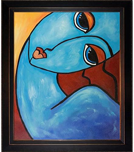Artistbe Picasso by Nora, чувствувајќи се сино врамени платно печатење, 26 x 22, мулти