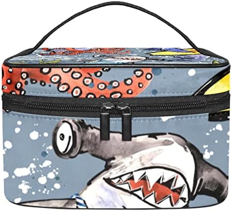 Ајкули Октопод Рак Сурфање Патување Шминка Торба Козметичка Торба Шминка Организатор Случај Со Рачка За Жени Девојка
