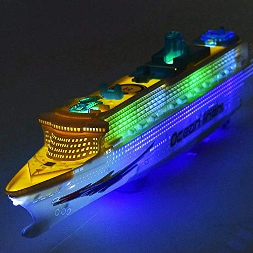 Wenini шарен океански лагерски брод за крстарење брод електричен трепкач LED светло звук, 50x13x5 cm/19.7x5.1x2 во, не може да се постави