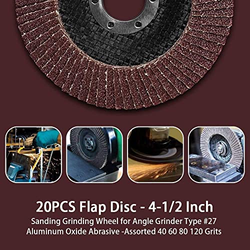Apple Abrasives Heavy Duty 10 pcs Pack Flap Discs 60/80 Grit Grinding Wheel 4.5 x 7/8 High Density Bevel Type Angle Grinder Abrasives