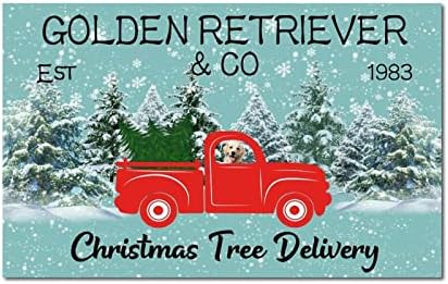 Испорака на новогодишна елка, знаци на дрвени знаци Dachshund Erd Truck Plaque Merry и светло ретро дрво што виси wallид украс за дневна соба спална