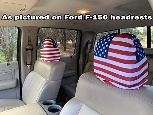 Покрив за потпирачи за глава на Американско знаме за автомобили - сет од 2, ден на спомен, американски заштитник на главата на знамето, 4 -ти јули, внатрешни автоматск?
