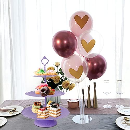 2 парчиња сет на штанд со пурпурна кекс, држач за десерт за десерт за десерт за бебиња туш свадба роденденски забави Прослава