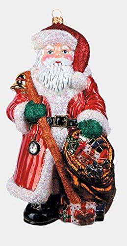 Голем Дедо Мраз со подароци Полски стакло Божиќно украс 8,5 инчи