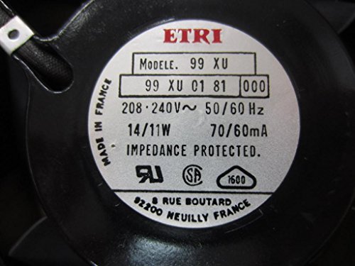 99XU-0181-000AC вентилатор сол сол магла Аксијална топка со топка од 208V до 240V 31.78CFM/39.2CFM 38DB/42DB 92 X 92 X 25mm