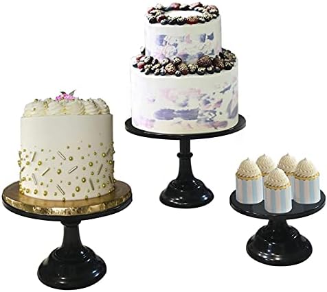 3 парчиња торта штанд сет црна метална држач за десерт за десерт за десерт за приказ на плоча за сервирање за бебиња туш свадба