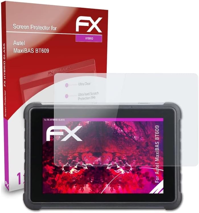 Атфоликс Пластично стакло заштитен филм компатибилен со Autel Maxibas BT609 Стакло заштитник, 9H хибриден стаклен FX стаклен екран