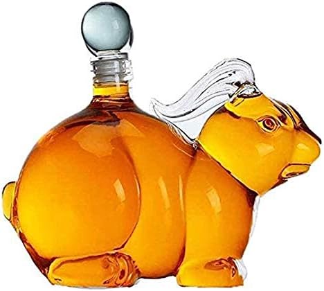 HEIMP виски decantador 1000ml Зајак Форма Виски Decanter - Животински Змија Форма Креативни Стаклено Шише Транспарентен Занает Декорација