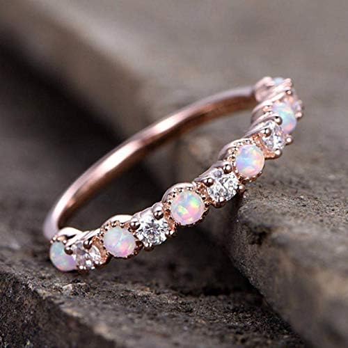 Прстени за жени 2023 година роденденски подароци накит моден ринестон златен опал прстен темперамент едноставни розови прстени