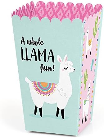 Забава за целата лама - Лама Фиеста Бебе туш или роденденска забава Повозни кутии за третман на пуканки - сет од 12