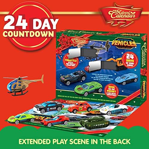 ЏОЈИН 2022 Божиќен Календар За Доаѓање За Деца, 24 Дена Одбројување Календарски Играчки Со Автомобили Поставени За Момчиња Детски