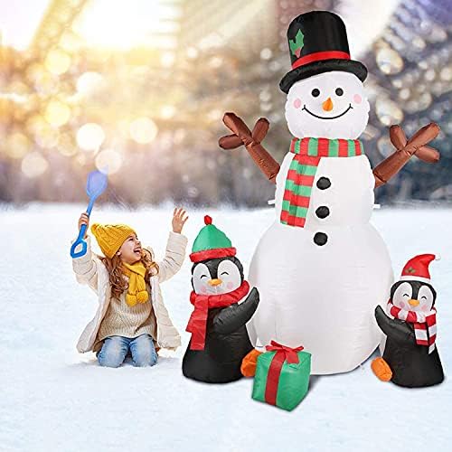 6 -ти Божиќни надувувања Снежен човек со пингвин и кутија за подароци со декорации за менување на светлата во боја