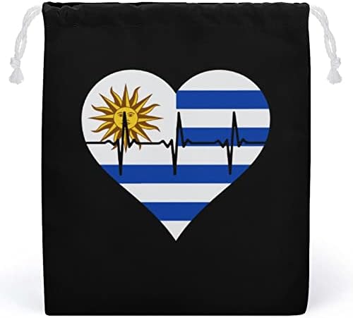 Љубов Уругвај Чукање На Срцето Платно Чанта За Складирање Торба За Влечење За Повеќекратна Употреба Торбичка Торбичка Торба За Намирници За
