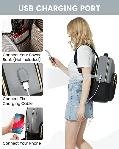 Labevook лаптоп ранец за жени, модна деловна работа ранец чанта, торба за патувања со лаптоп со USB, 15,6 инчи колеџ Bagpack, наставничка