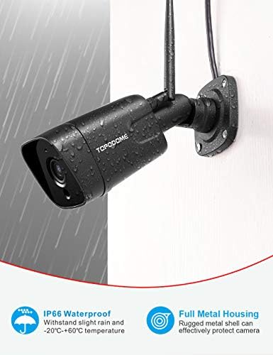 Topodome RTSP WiFi Bullet Camera Outdoor For Home Security, 1080p ONVIF IP Надзорни куќа камери, 65ft Night Vision, откривање на хуманоид, 2- Way Audio SD Metwork Metwork Port Водоотпорна метална метална метална метална ме