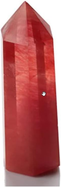 Минералистичка колекција цреша кварц точка црвена, 2 lb единечна точка заздравување на кристална кула, фацетирани камења од реики чакра, пад на домашно украсување, к