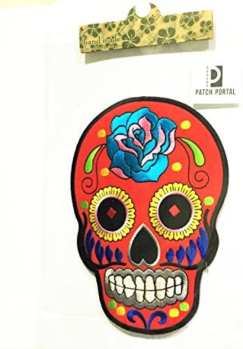 Портал за лепенка Голем шеќер череп Црвен мексикански ден на мртвите 8 Везена значка