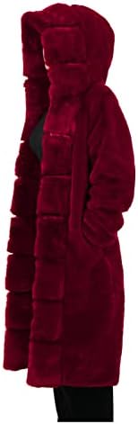 Hthlvmd женски дебел faux крзнено палто со голема качулка со палто Зимски палто со долг ракав М-5XL јакна