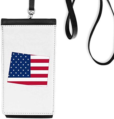 Wyong America Map Stars Stripes Flage Flage Телефон паричник чанта што виси мобилна торбичка црн џеб