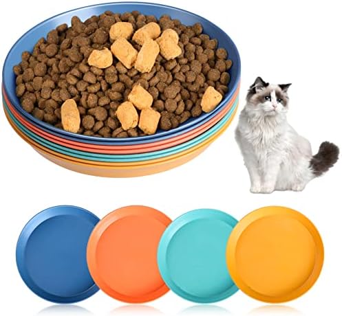 Чадови за мачки за храна и вода, 6 инчи мустаќи замор без храна за мачки, нераскинлива пченица слама садови за мачки, плоча за храна