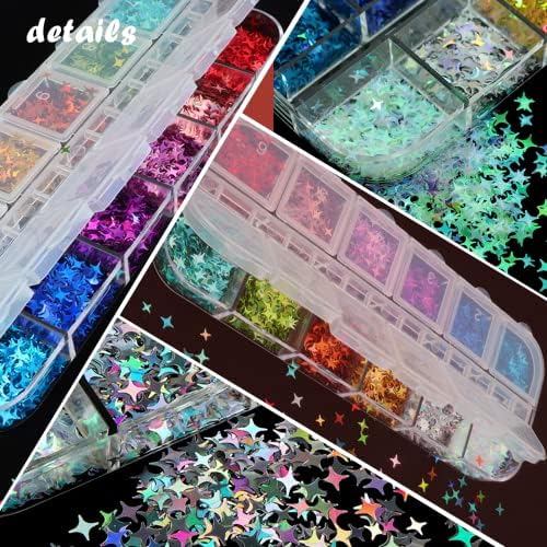 12 бои starвездени сјајни нокти Sequins 3D ласерски нокти уметнички снегулки за жени девојки шарени конфети сјајни налепници декорации маникир