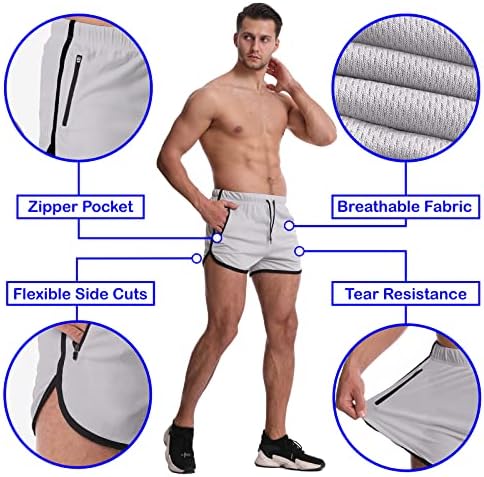 Obled салата шорцеви за мажи 3 инчи Брзо суво вежбање кратки шорцеви со џебови од патент